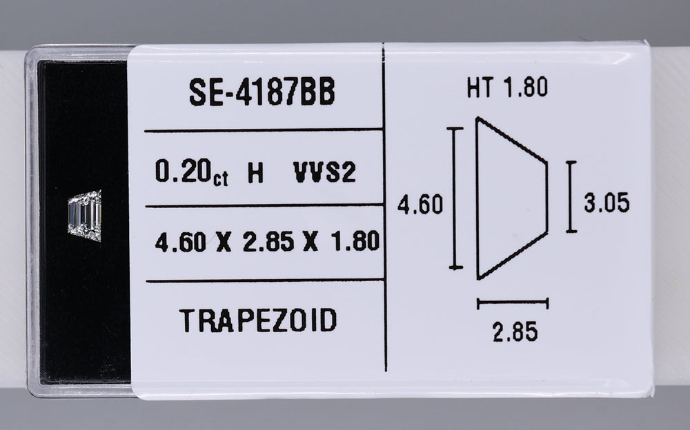 0.20 Carat Natural H VVS2 Trapezoid Diamond SE-4187BB