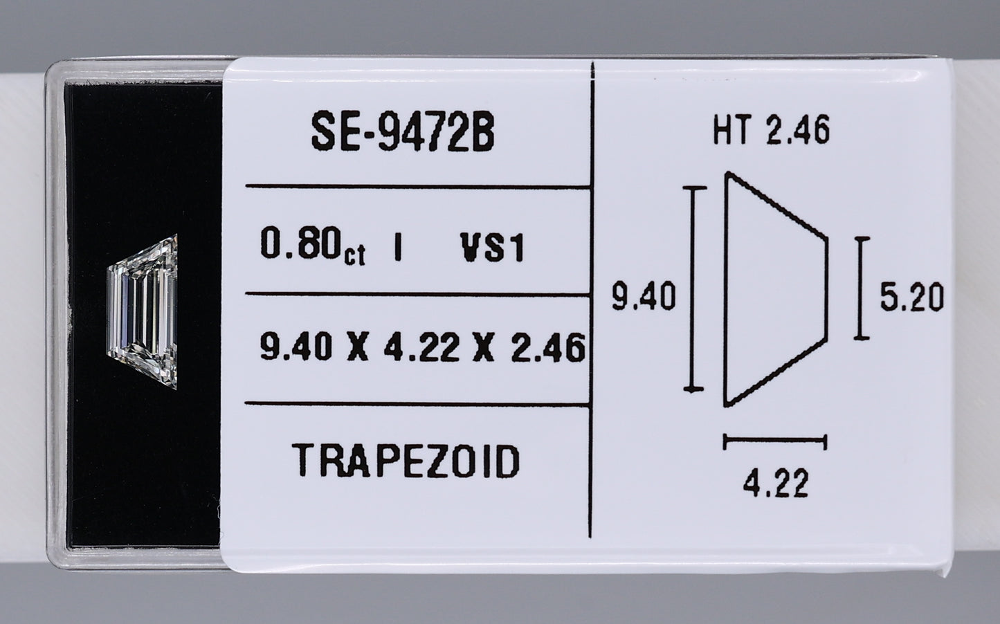0.80 Carat Natural I VS1 Trapezoid Diamond SE-9472B