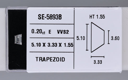 0.20 Carat Natural E VVS2 Trapezoid Diamond SE-5893BB