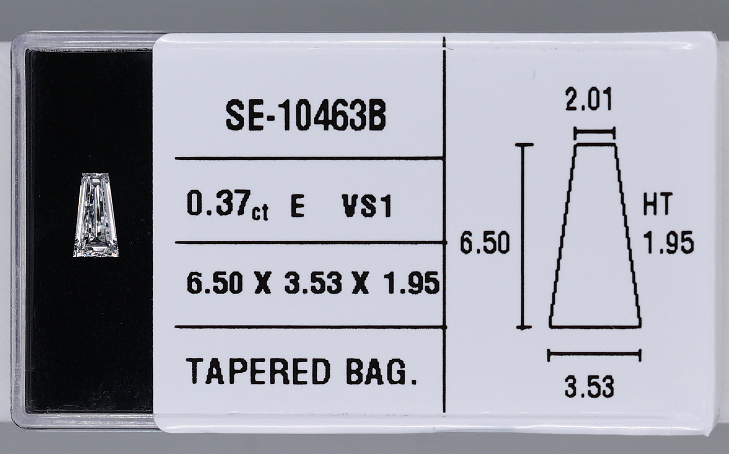 0.37 Carat Natural E VS1 Tapered baguette Diamond SE-10463B