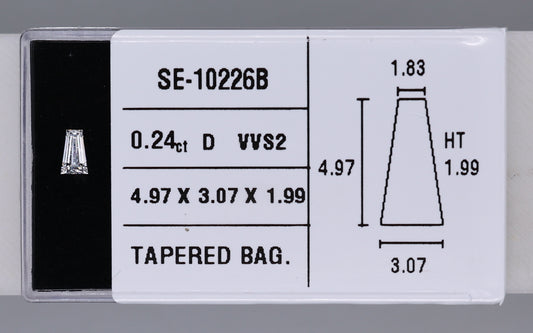 0.24 Carat Natural D VVS2 Tapered baguette Diamond SE-10226B