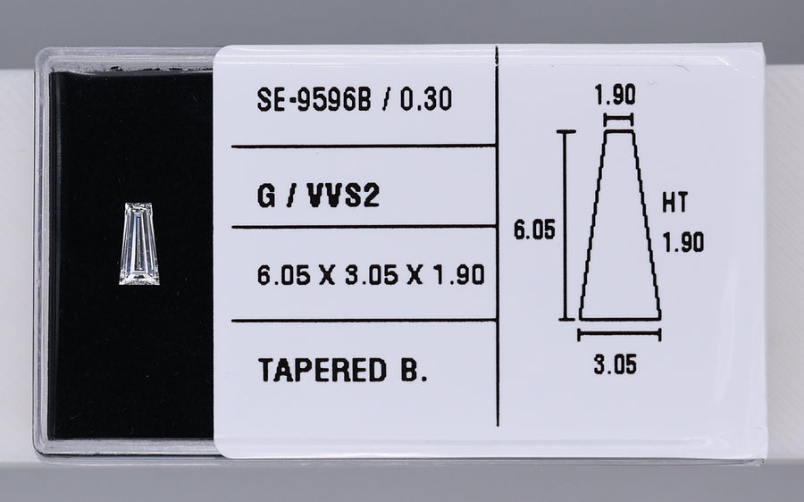 0.30 Carat Natural G VVS2 Tapered baguette Diamond SE-9596B