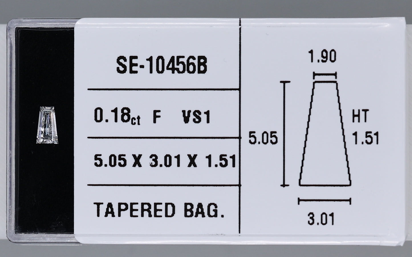 0.18 Carat Natural F VS1 Tapered baguette Diamond SE-10456B