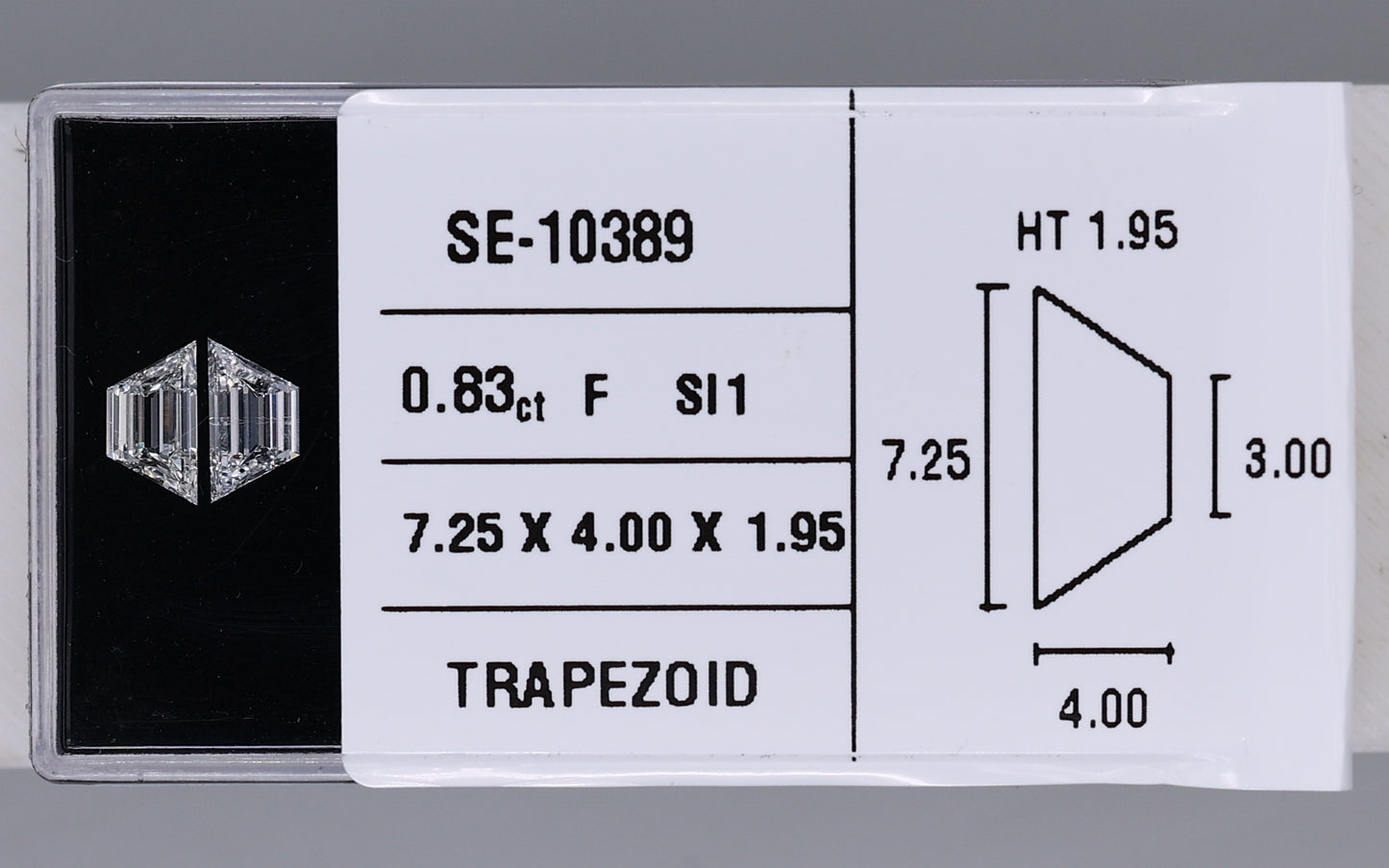 0.83 Carat Natural F SI1 Trapezoid Diamond SE-10389