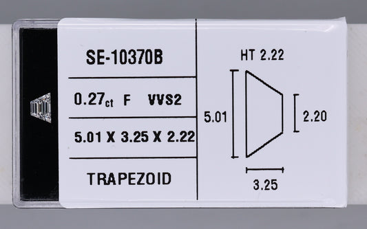 0.27 Carat Natural F VVS2 Trapezoid Diamond SE-10370B