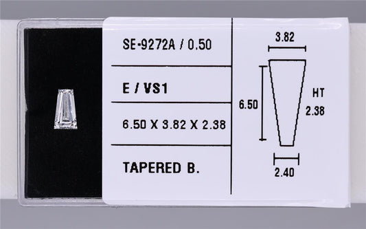 0.50 Carat Natural E VS1 Tapered baguette Diamond SE-9272A