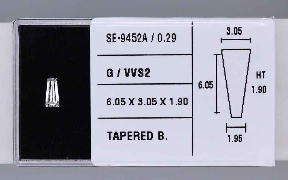 0.29 Carat Natural G VVS2 Tapered baguette Diamond SE-9452A