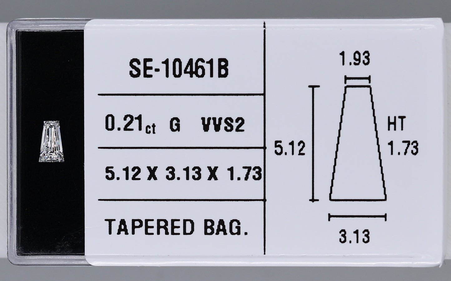 0.21 Carat Natural G VVS2 Tapered baguette Diamond SE-10461B