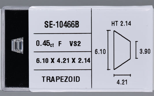 0.45 Carat Natural F VS2 Trapezoid Diamond SE-10466B