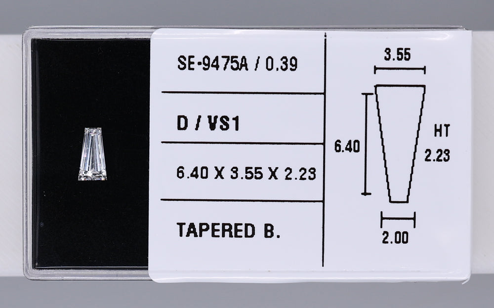 0.39 Carat Natural D VS1 Tapered baguette Diamond SE-9475A