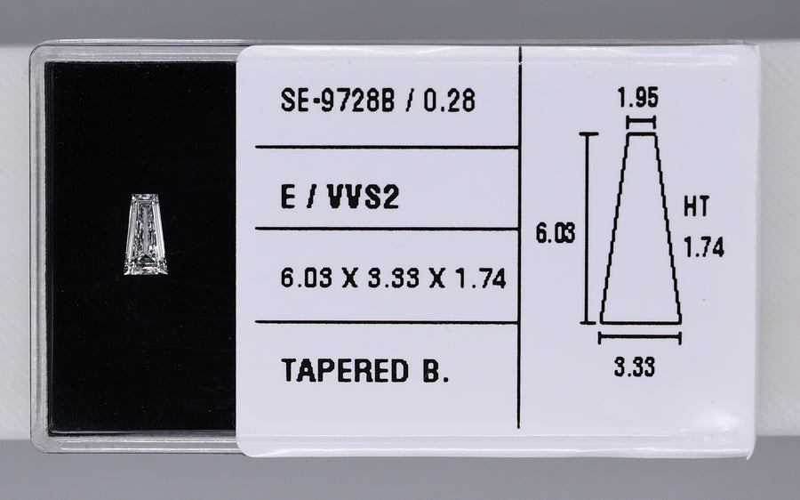 0.28 Carat Natural E VVS2 Tapered baguette Diamond SE-9728B