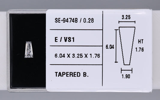 0.28 Carat Natural E VS1 Tapered baguette Diamond SE-9474B