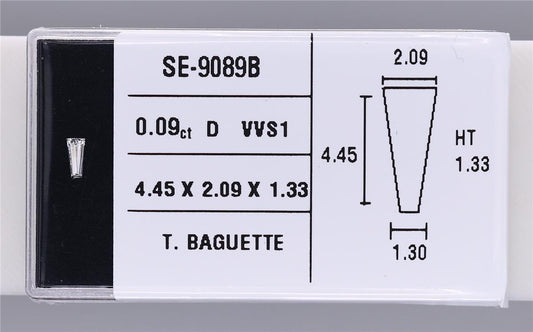 0.09 Carat Natural D VVS1 Tapered baguette Diamond SE-9089B