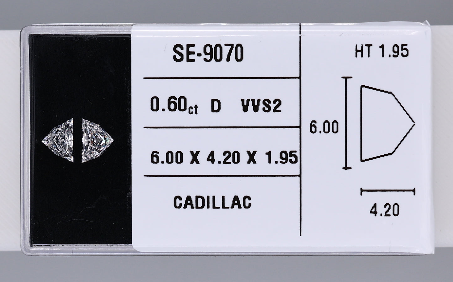 0.60 Carat Natural D VVS2 Trapezoid Diamond SE-9070