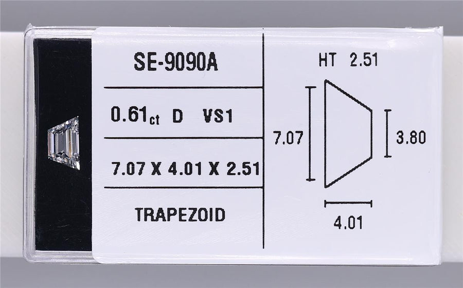 0.61 Carat Natural D VS1 Trapezoid Diamond SE-9090A