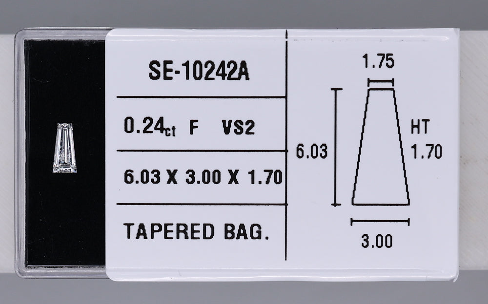 0.24 Carat Natural F VS2 Tapered baguette Diamond SE-10242A