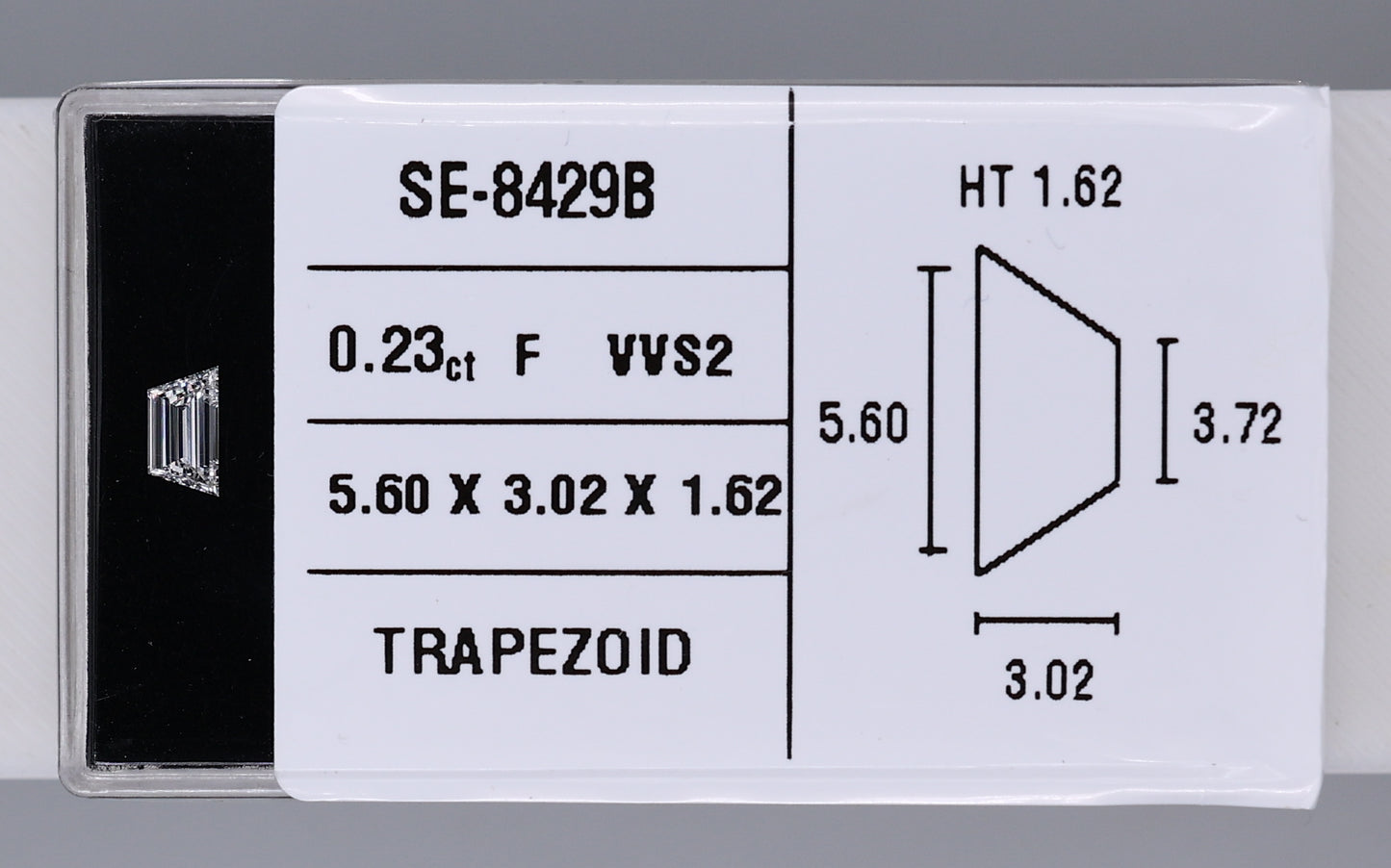 0.23 Carat Natural F VVS2 Trapezoid Diamond SE-8429BB