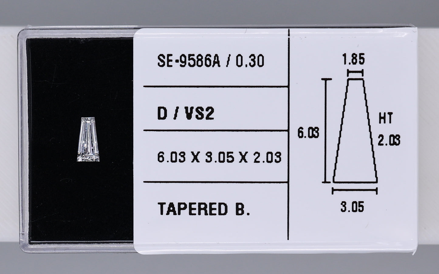 0.30 Carat Natural D VS2 Tapered baguette Diamond SE-9586A