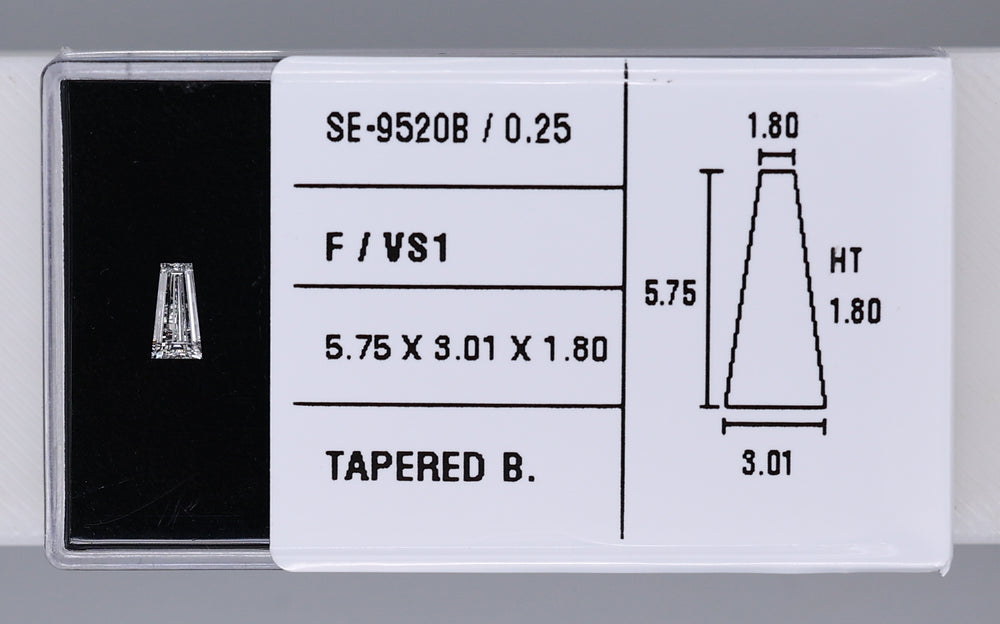 0.25 Carat Natural F VS1 Tapered baguette Diamond SE-9520B