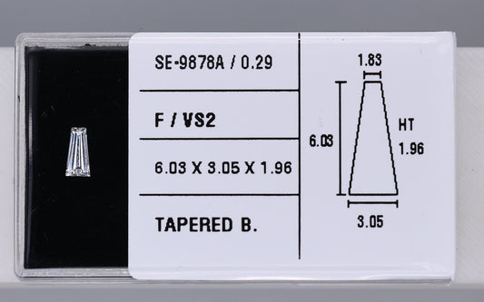 0.29 Carat Natural F VS2 Tapered baguette Diamond SE-9878A