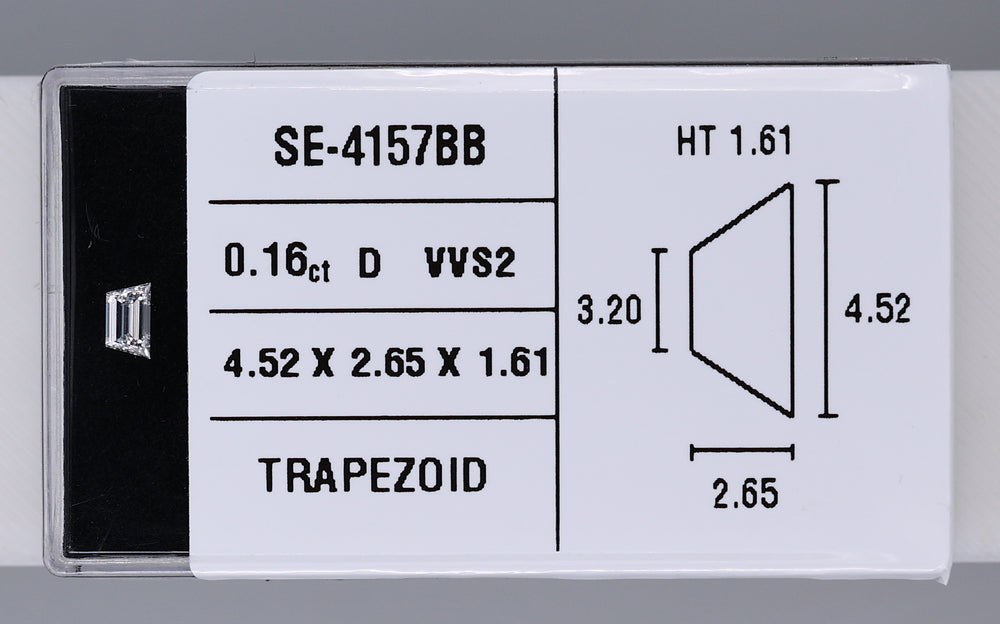 0.16 Carat Natural D VVS2 Trapezoid Diamond SE-4157BBB