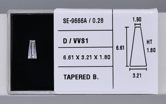 0.28 Carat Natural D VVS1 Tapered baguette Diamond SE-9666A