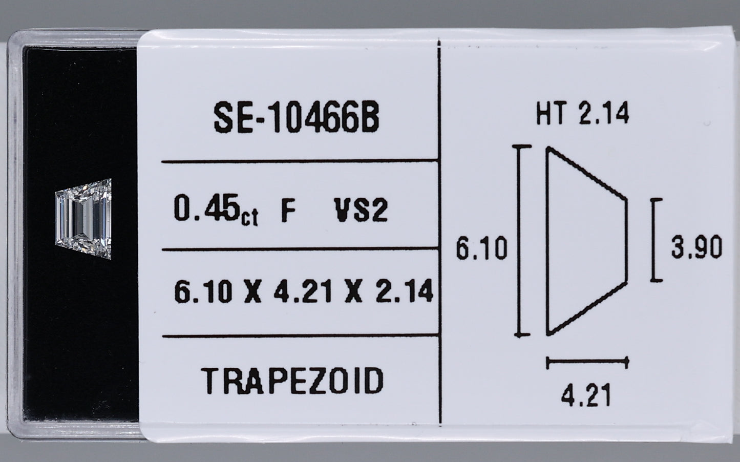 0.45 Carat Natural F VS2 Trapezoid Diamond SE-10466B