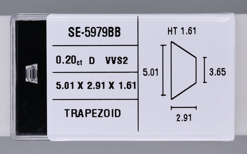0.20 Carat Natural D VVS2 Trapezoid Diamond SE-5979BB