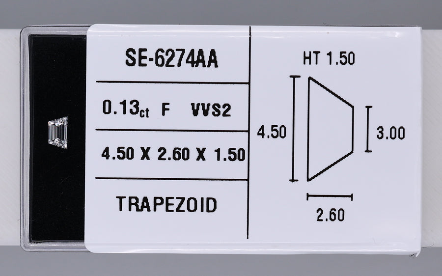 0.13 Carat Natural F VVS2 Trapezoid Diamond SE-6274AA