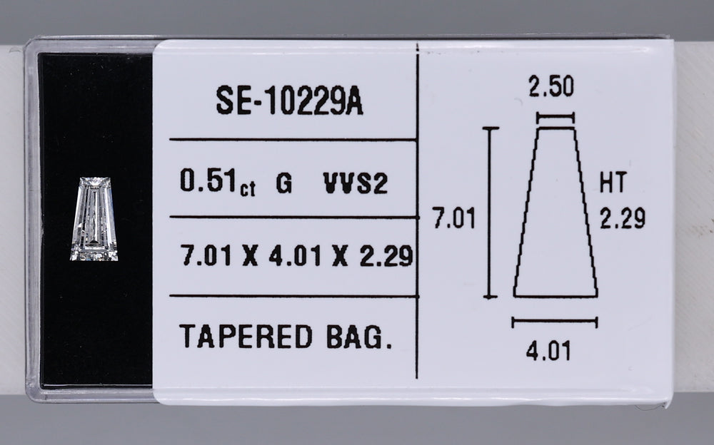 0.51 Carat Natural G VVS2 Tapered baguette Diamond SE-10229A