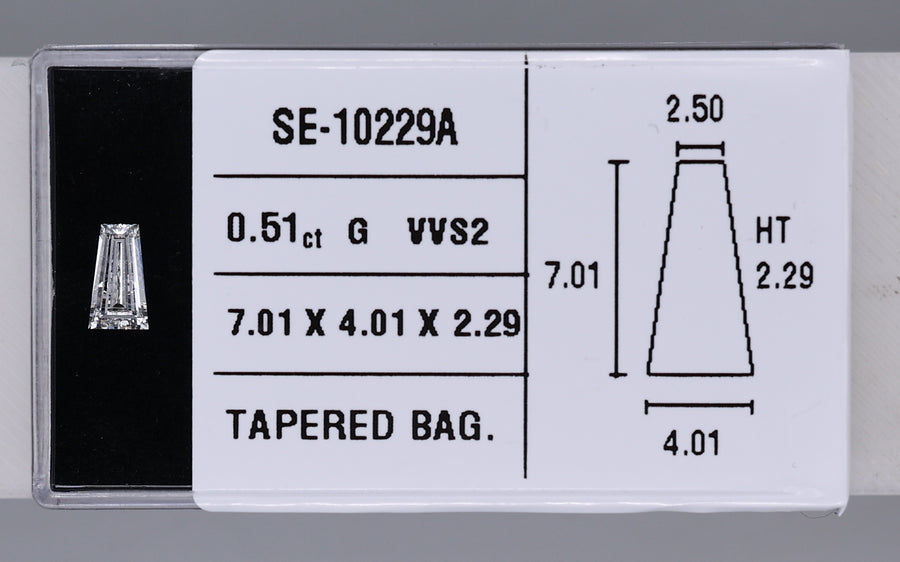 0.51 Carat Natural G VVS2 Tapered baguette Diamond SE-10229A