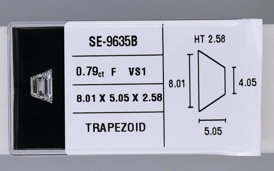 0.79 Carat Natural F VS1 Trapezoid Diamond SE-9635B