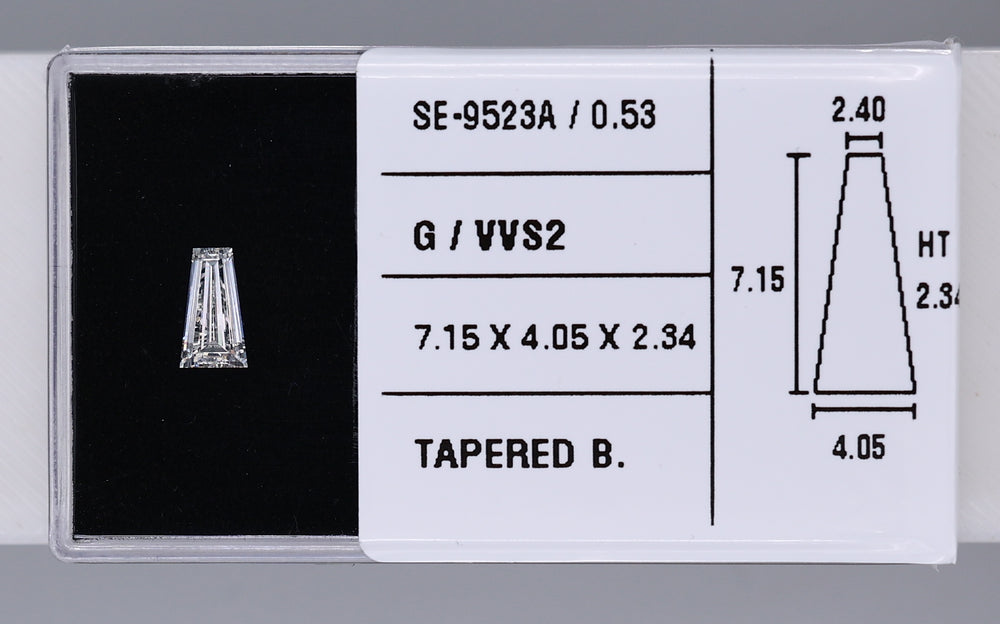 0.53 Carat Natural G VVS2 Tapered baguette Diamond SE-9523A