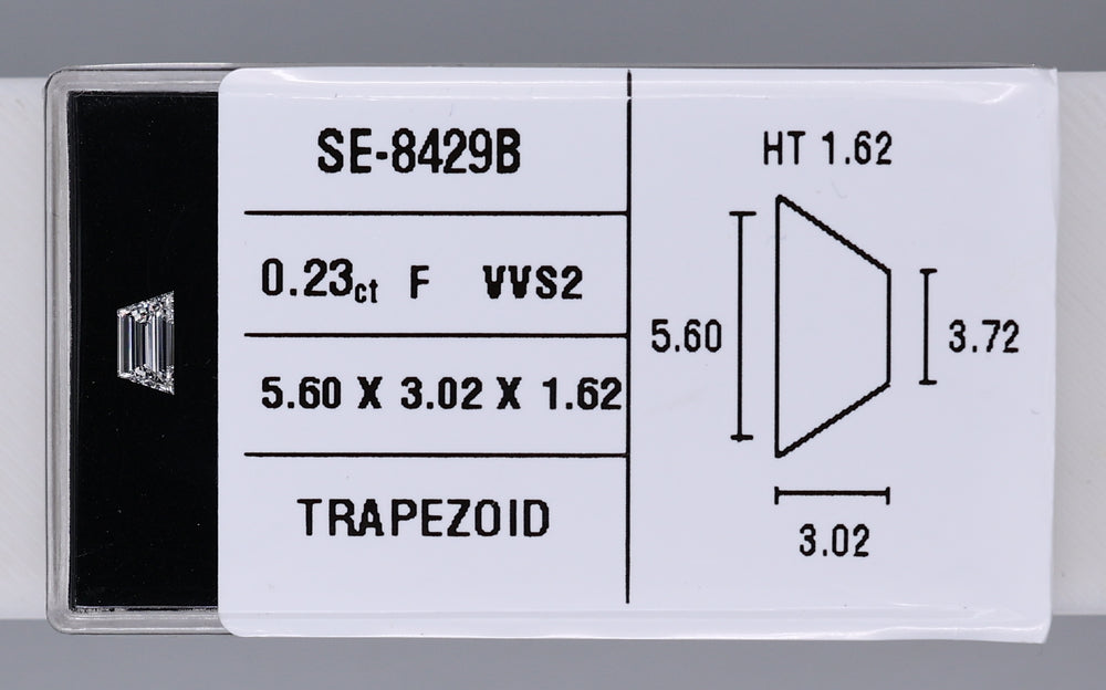 0.23 Carat Natural F VVS2 Trapezoid Diamond SE-8429BB
