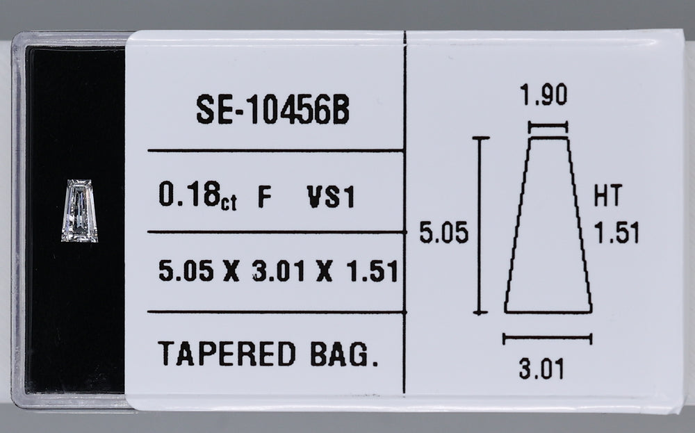0.18 Carat Natural F VS1 Tapered baguette Diamond SE-10456B