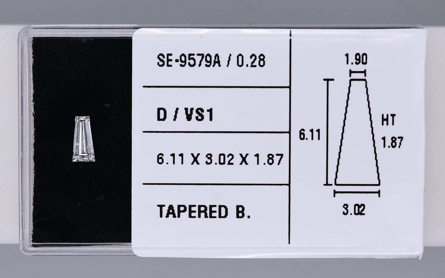 0.28 Carat Natural D VS1 Tapered baguette Diamond SE-9579A