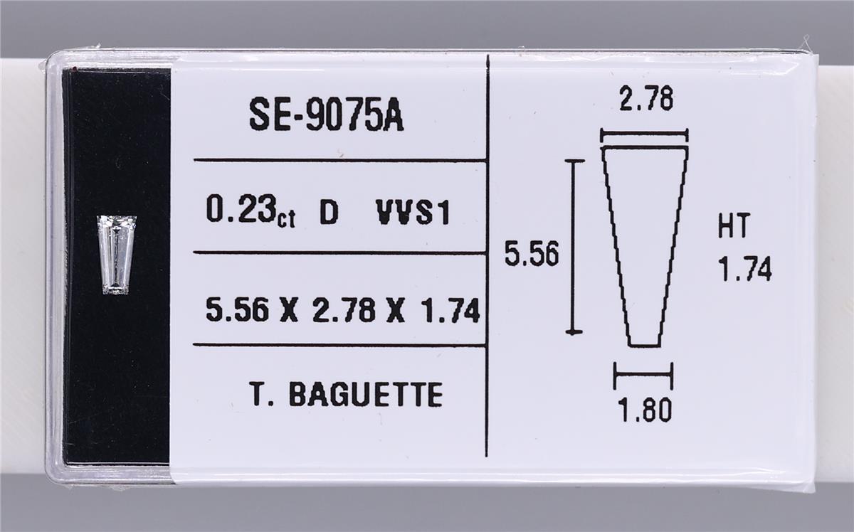 0.23 Carat Natural D VVS1 Tapered baguette Diamond SE-9075A