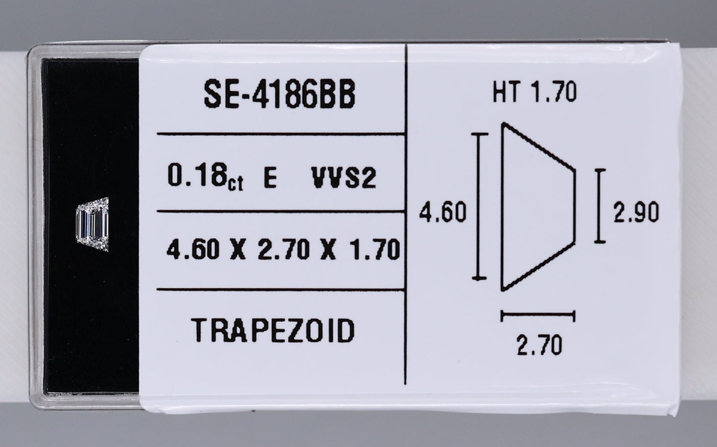 0.18 Carat Natural E VVS2 Trapezoid Diamond SE-4186B