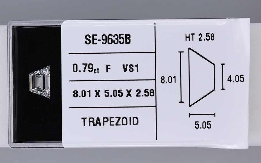 0.79 Carat Natural F VS1 Trapezoid Diamond SE-9635B