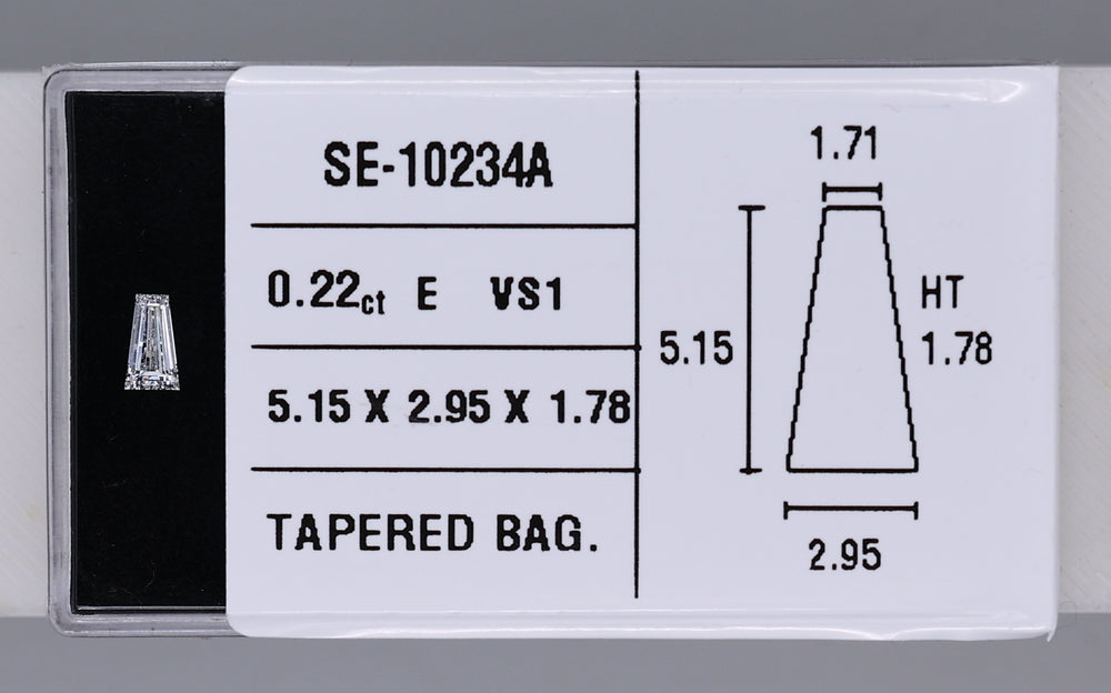 0.22 Carat Natural E VS1 Tapered baguette Diamond SE-10234A