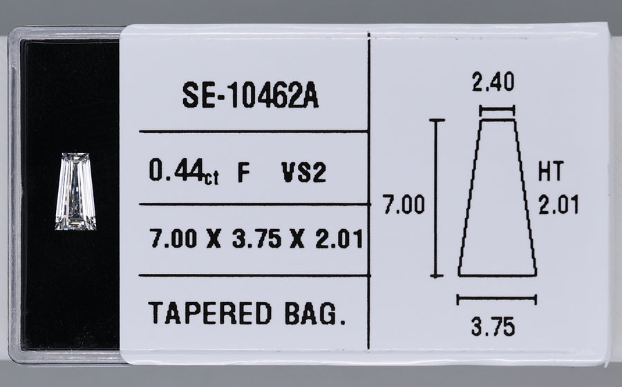 0.44 Carat Natural F VS2 Tapered baguette Diamond SE-10462A