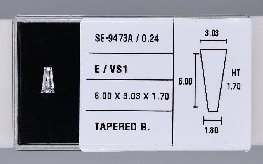 0.24 Carat Natural E VS1 Tapered baguette Diamond SE-9473A