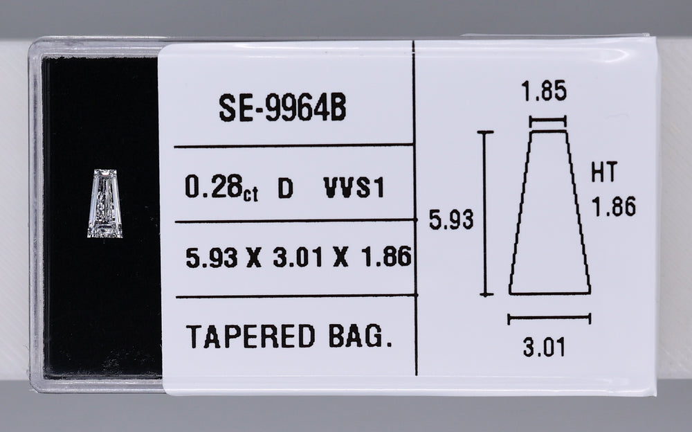0.28 Carat Natural D VVS1 Tapered baguette Diamond SE-9964B