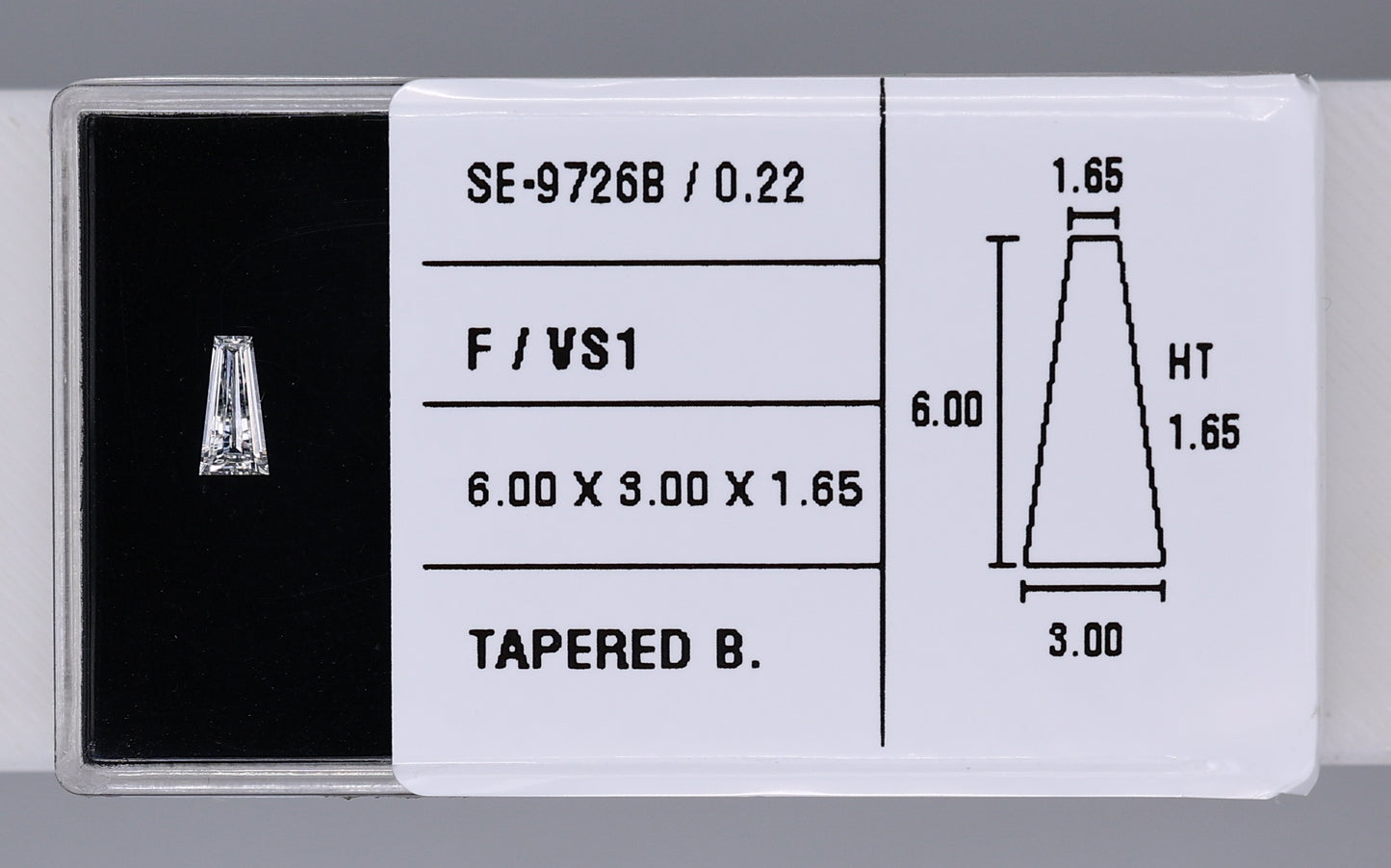 0.22 Carat Natural F VS1 Tapered baguette Diamond SE-9726B