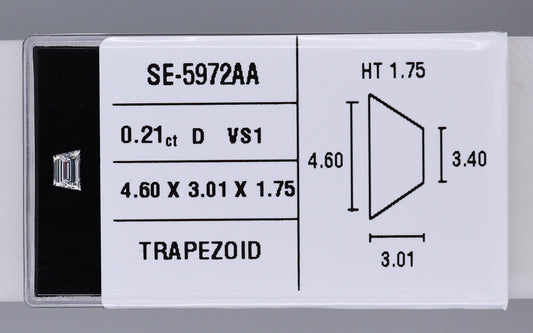 0.21 Carat Natural D VS1 Trapezoid Diamond SE-5972AA