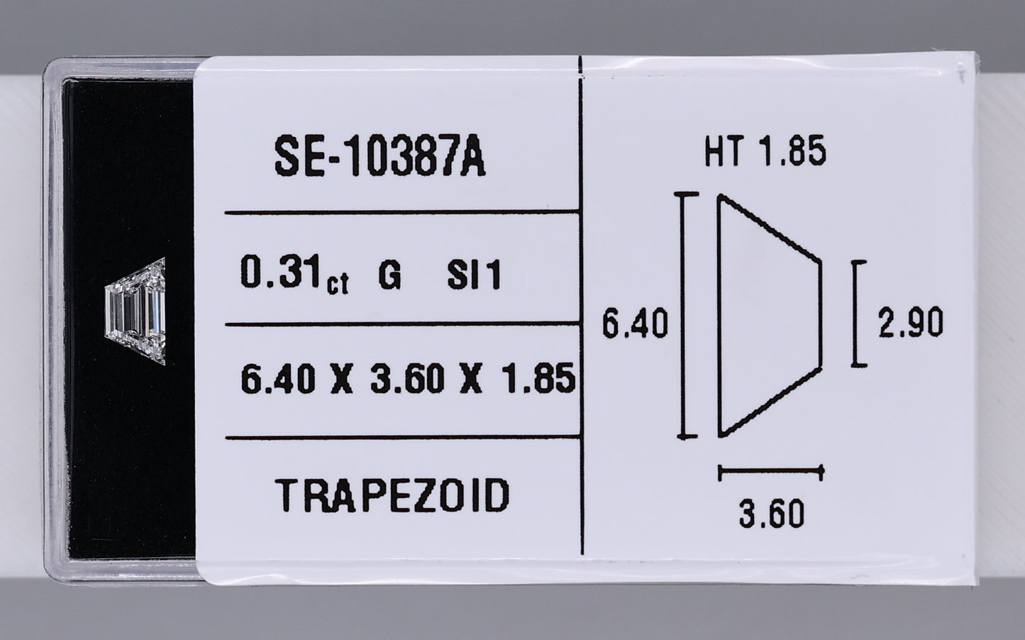 0.31 Carat Natural G SI1 Trapezoid Diamond SE-10387A