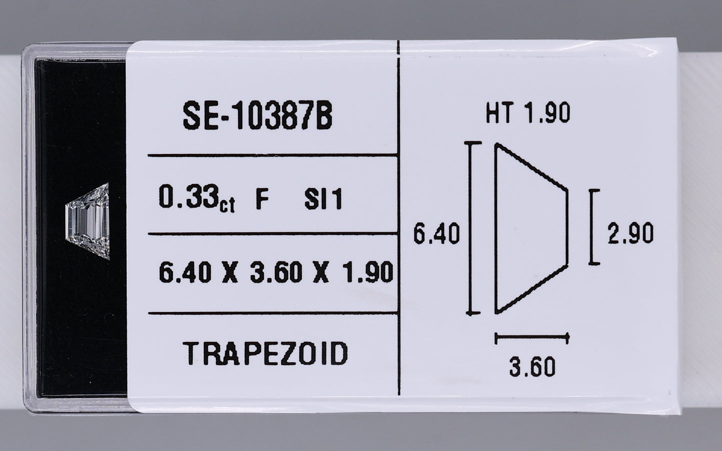 0.33 Carat Natural F SI1 Trapezoid Diamond SE-10387B