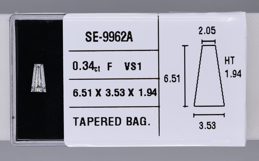 0.34 Carat Natural F VS1 Tapered baguette Diamond SE-9962A