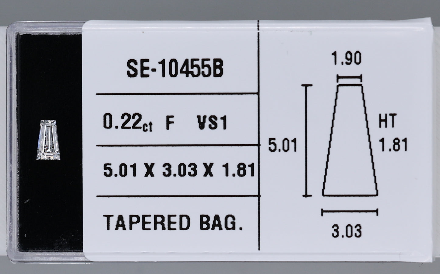 0.22 Carat Natural F VS1 Tapered baguette Diamond SE-10455B