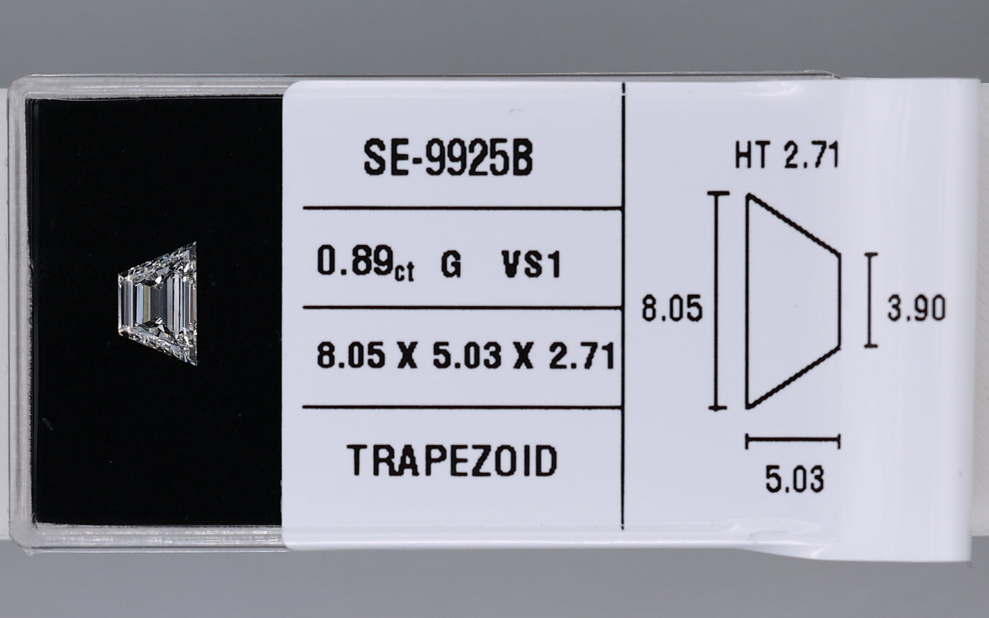 0.89 Carat Natural G VS1 Trapezoid Diamond SE-9925B